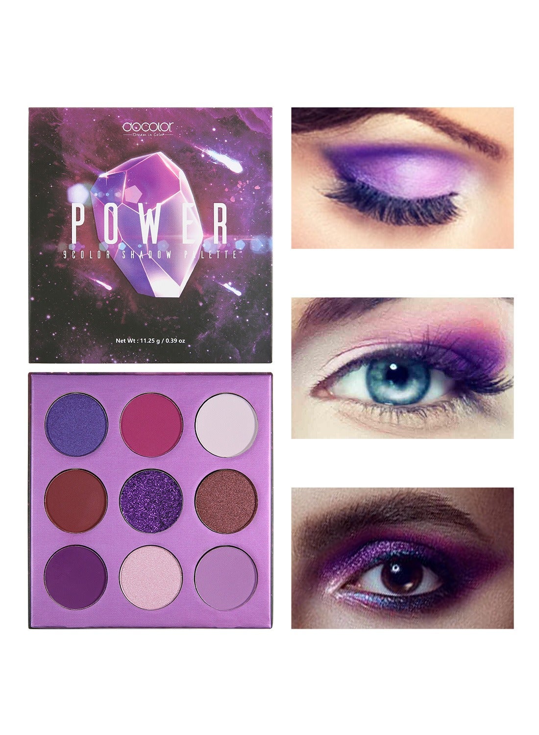 Eyeshadow Palette 9 Colors Purple Shimmer Pearlescent Gemstone Shadow Palette Highly Pigmented Mattes Naked Smokey Glitter Cream Blendable Makeup Palette
