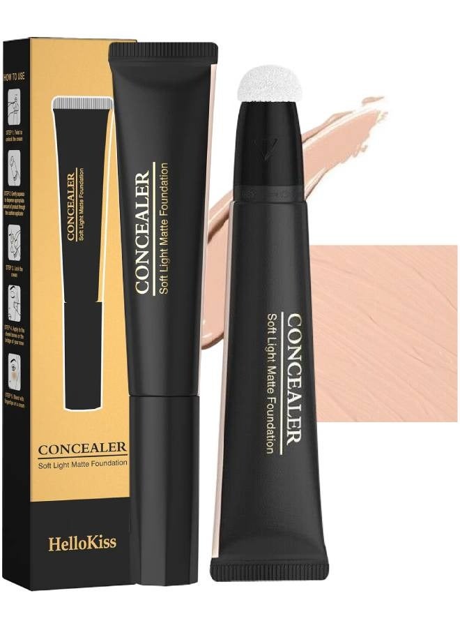 Concealer Soft Light Matte Foundation Liquid Foundation Makeup Base with Cushion Applicator Natural Lightweight Soft Silky Smooth Creamy Concealer Normal to Oily Skin Instant Age Rewind Eraser 02