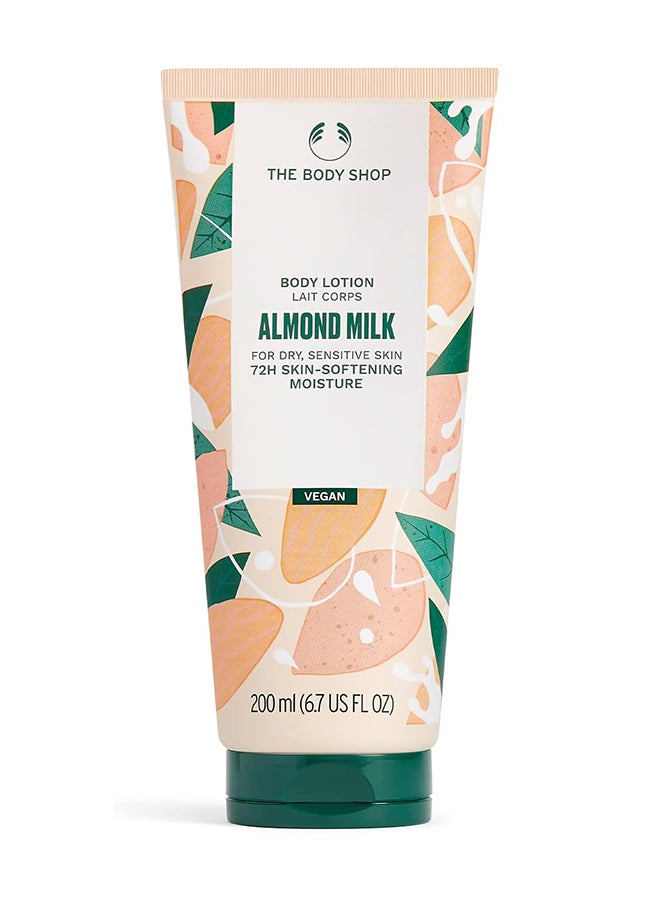 Almond Milk Body Lotion for Dry, Sensitive Skin | 72hr Moisture & Fast Absorbing | Vegan Body Moisturizer with Organic Almond Milk & Oil | Non-Sticky, Non-Greasy, 200ml