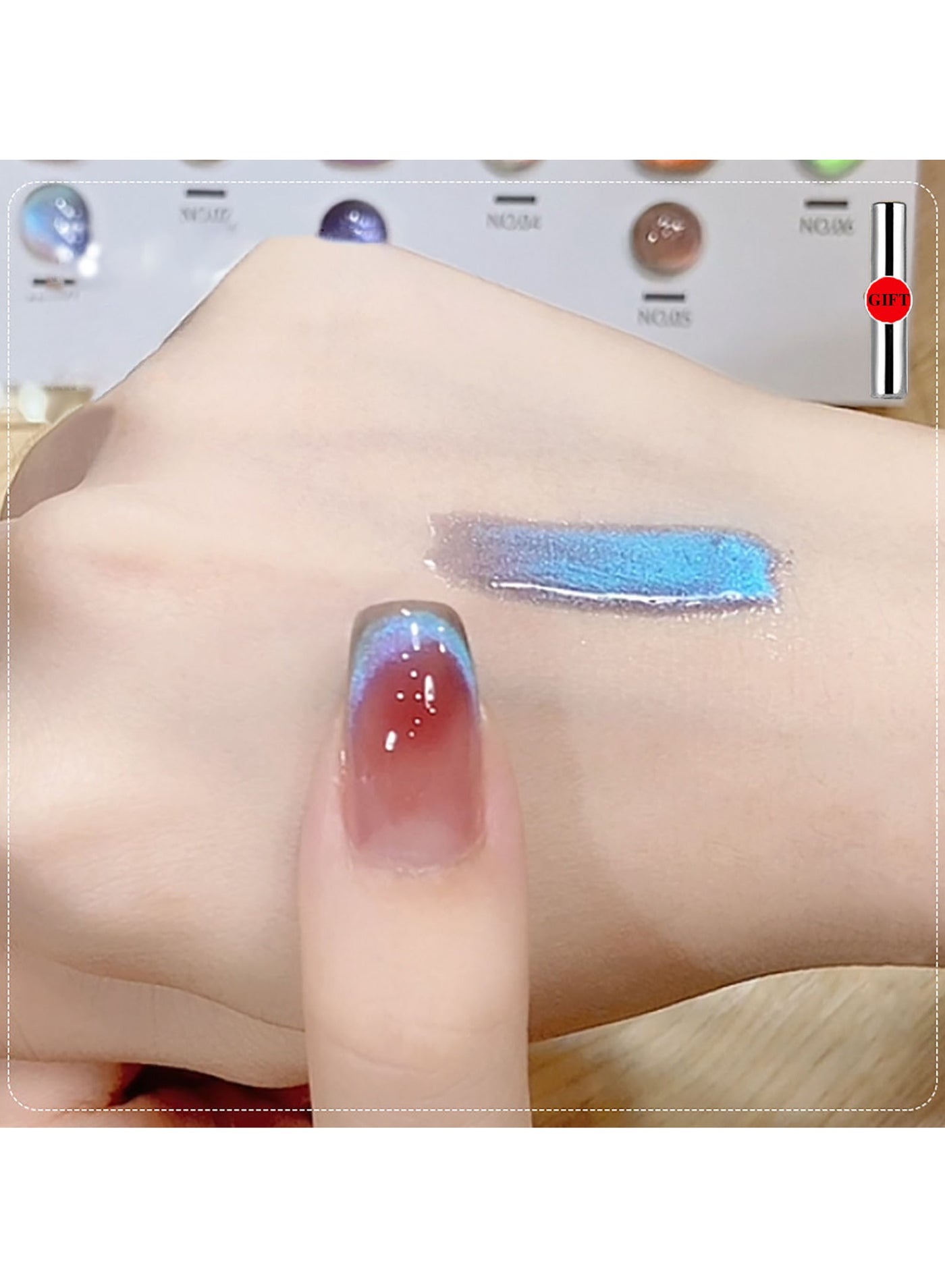 Nail Polish Kit Gel Nail Polish Cat Eye Glitter with Magnetic Stick Kit Super Shiny Color Long Lasting UV LED Needs Quick Drying Magnetic Art Manicure DIY At Home Soak for Women