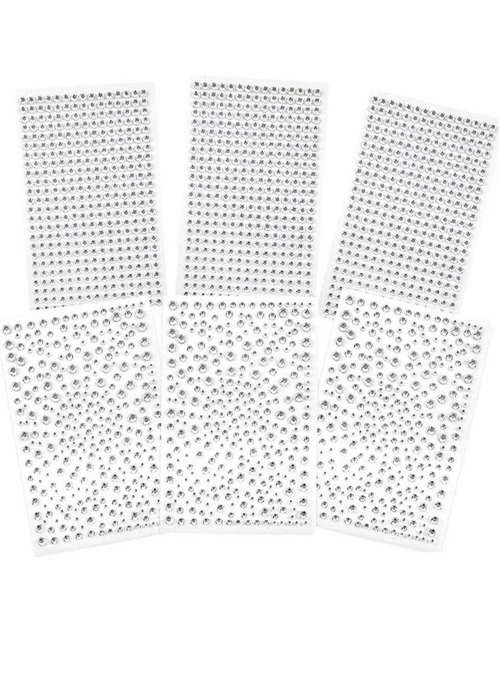 2100 Pcs Rhinestone Stickers Transparent Self Adhesive Crystal Glitter Diamond Art Gemstone Stickers Suitable for Face Decoration Diy Nail Phone Case  6 Sheet