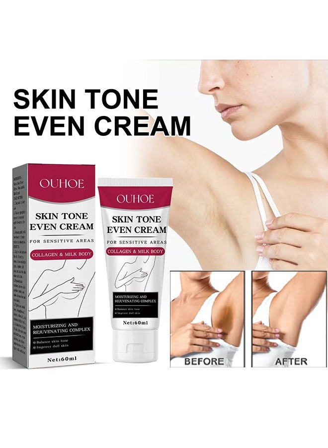 Skin Tone Even Cream ,Collagen Milk Body,Snow Bleach Cream for Private Part Underarm Whitening, Dark Skin Bleaching Cream for Dark Spots, Face and Body Skin Lightening Bleaching Cream 60ml