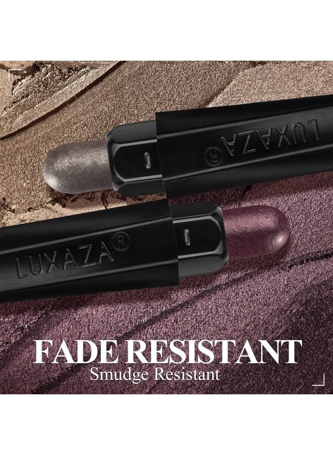 3PCS Cream Eyeshadow Stick Sets,Neutral Metallic Eye Shadow Stick Makeup Pencil For Eyes,Eye Brightener Stick Highlighter Makeup,Waterproof & Long Lasting Shadow Stick And Eyeliner Pen Set
