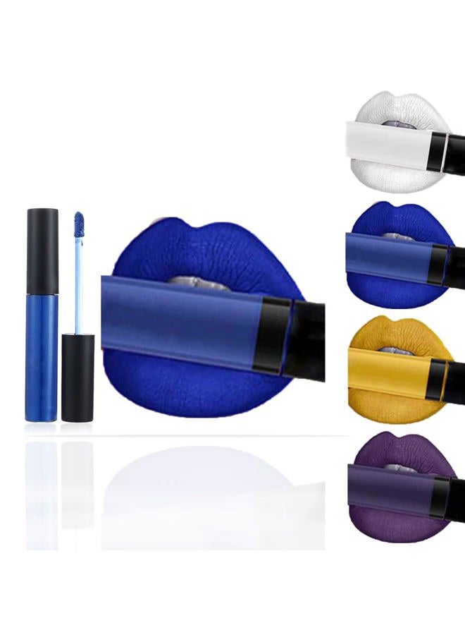 Edanta Kilshye Blue Lipstick Velvet Moisturizing Lipgloss High pigment Lip Glaze Halloween Cosplay Lips Makeup for Women and Girls (A-Blue)