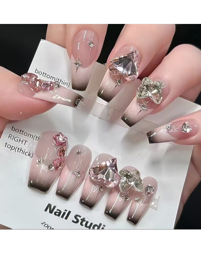 24 Piece Press On Nail,Fake Nails ,Fashionable And Elegant,Manicure Wearable Fake Nail Stickers Removable Finished Nail Accessories,Fake Acrylic Nails With Kit.