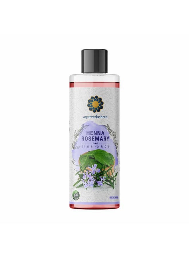Henna Rosemary Hair Oil 200 ml, 6.76 fl oz with Neem, Shikakai, Bhringraj, Amla, Brahmi, Sesame, Olive & Sunflower Oils