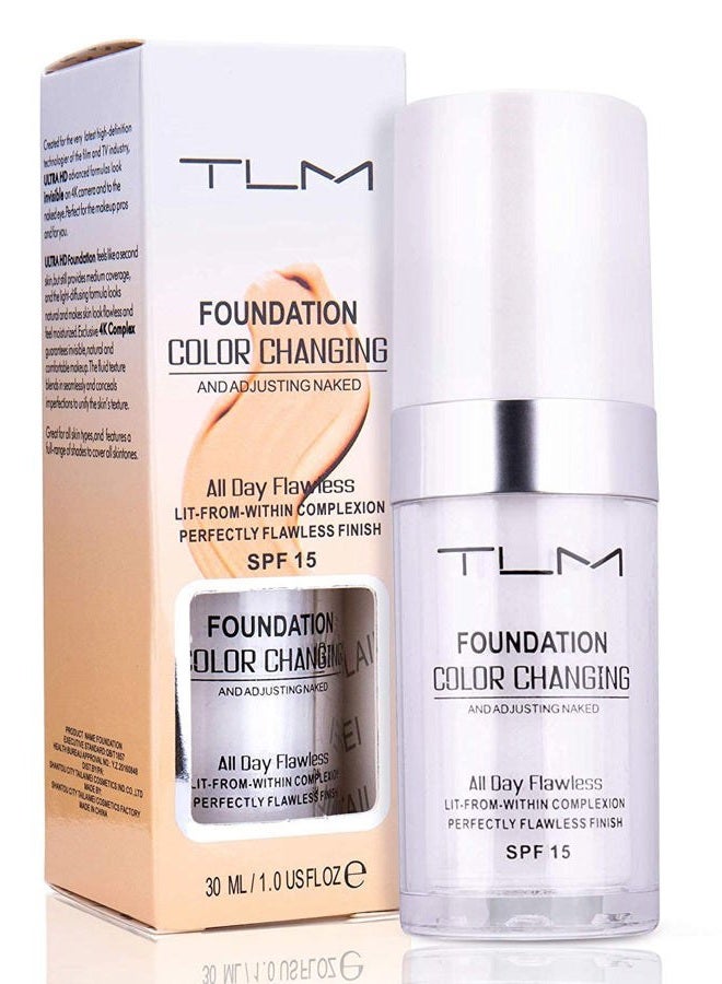 30ml TLM Color Changing Foundation Liquid Base Makeup Change To Your Skin Tone By Just Blending, white