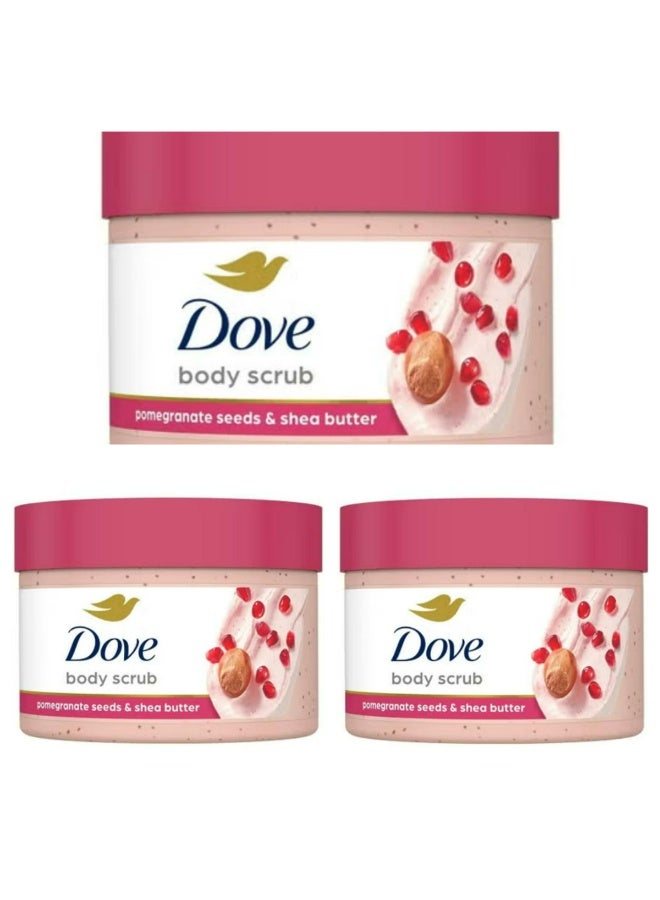 Body Polish Exfoliating Scrub Moisturizing Shea Butter And Pomegranate Seeds Nourishes Conditions Soft Skin Sulphate Free 298g 3 Pcs