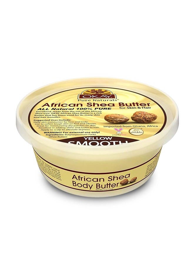 OKAY Pure Naturals Shea Butter Jar Yellow, 7.5 Ounce (8 Ounce Jar Size), 0.22 kg