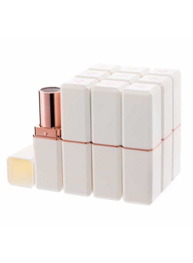 10Pcs White Empty Lipstick Tubes DIY Lip Balm Container (Square Tube)