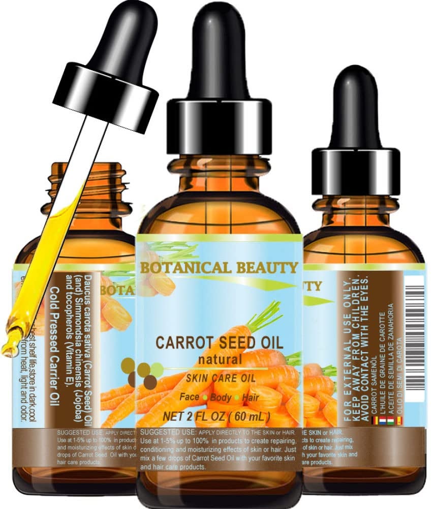 CARROT SEED OIL 100 % Natural Cold Pressed Carrier Oil. 2 Fl.oz.- 60 ml. Skin, Body, Hair and Lip Care. "One of the best oils to rejuvenate and regenerate skin tissues.â€ by Botanical Beauty