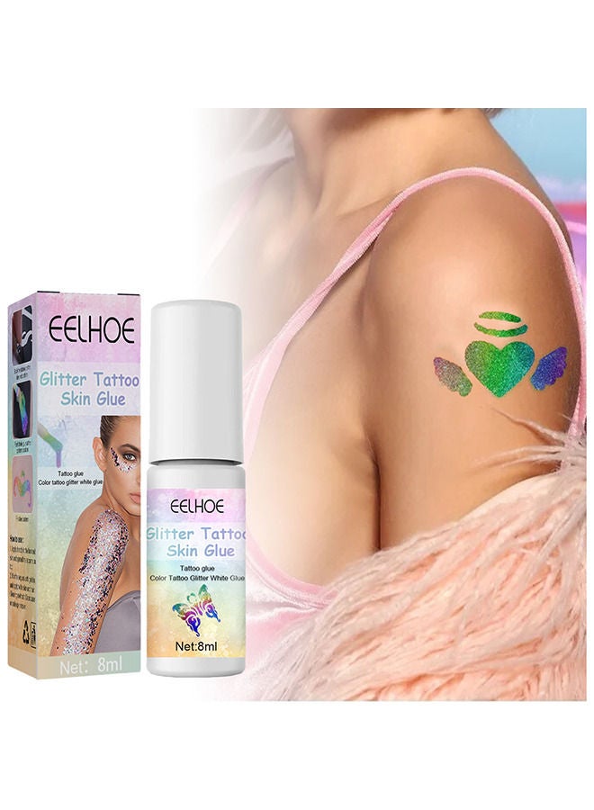 Glitter Tattoo Skin Glue - Body Glitter Glue - Adhesive Cosmetic Temporary Tattoo Glitter Powder Glue Body Painting Face Eyebrows Hair Gel For Party