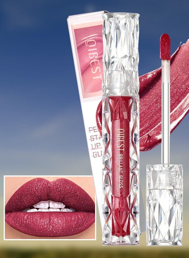 Pearly Stay Lip Gloss Diamond Matte Lip Oil Gloss Glitter Metallic Liquid Lipstick Glitter Shimmer Lip Glaze Shimmery Finish High Pigment Long Lasting Lip Gloss Tint Makeup No.04