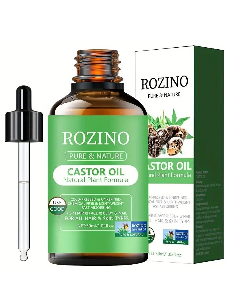 30ml Pure Castor Oil - Natural Plant Formula for Hydrating & Moisturizing Skin Care, Suitable for All Skin Types, Hypoallergenic