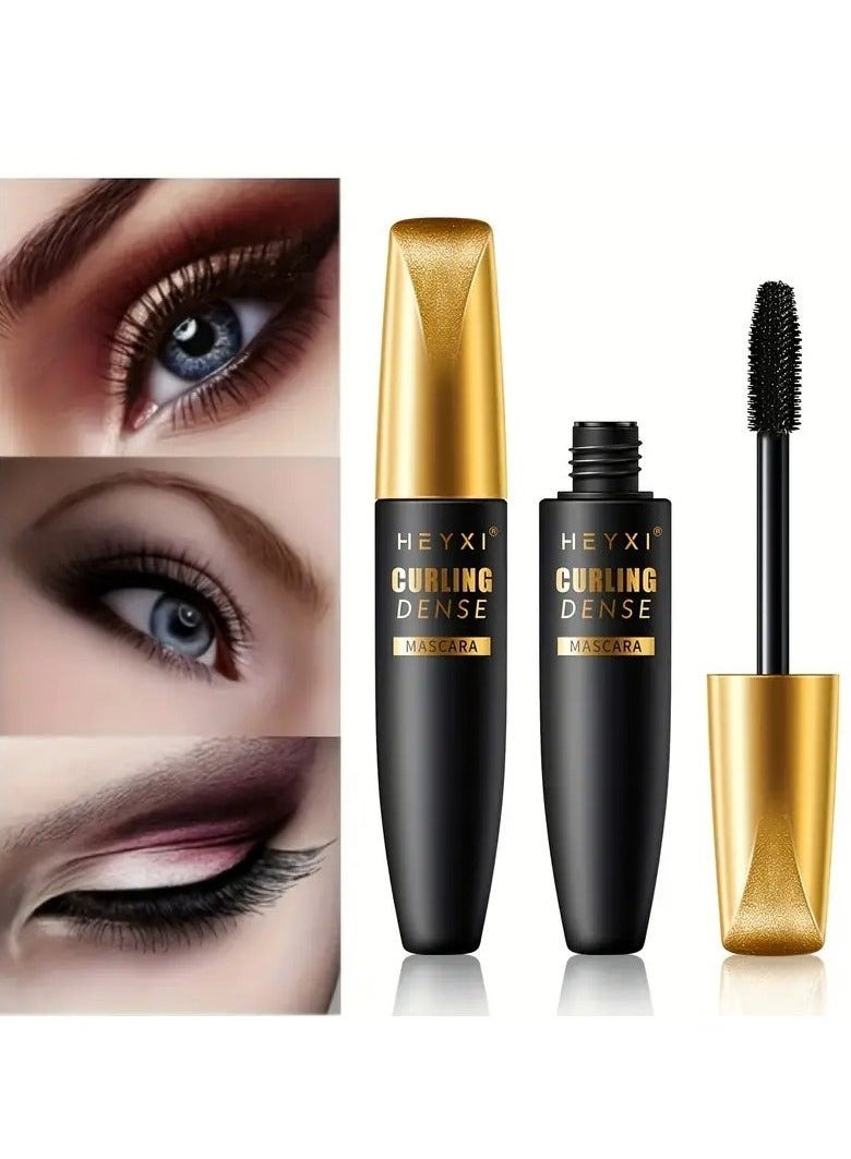 HEYXI Waterproof Mascara 1PC - Long-Lasting, Volumizing & Curling, Silk Fiber Lash Mascara for All Skin Types, Easy to Brush Non-Clumping, Intense Black