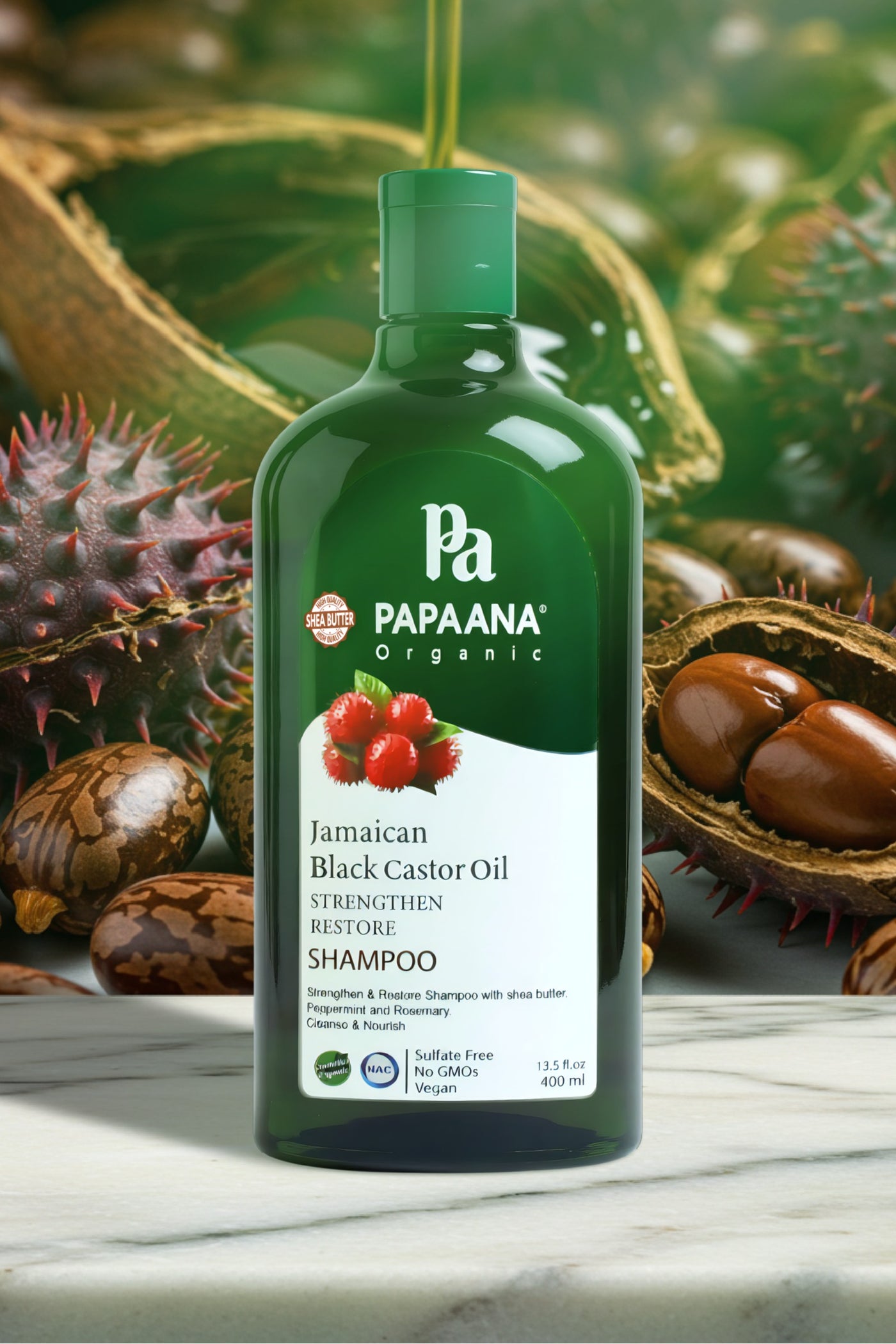 Jamaican Black Castor Oil Strengthen & Restore Shampoo with Shea Butter – 400ml, Strengthens & Nourishes for Thicker Hair with Shea Butter
