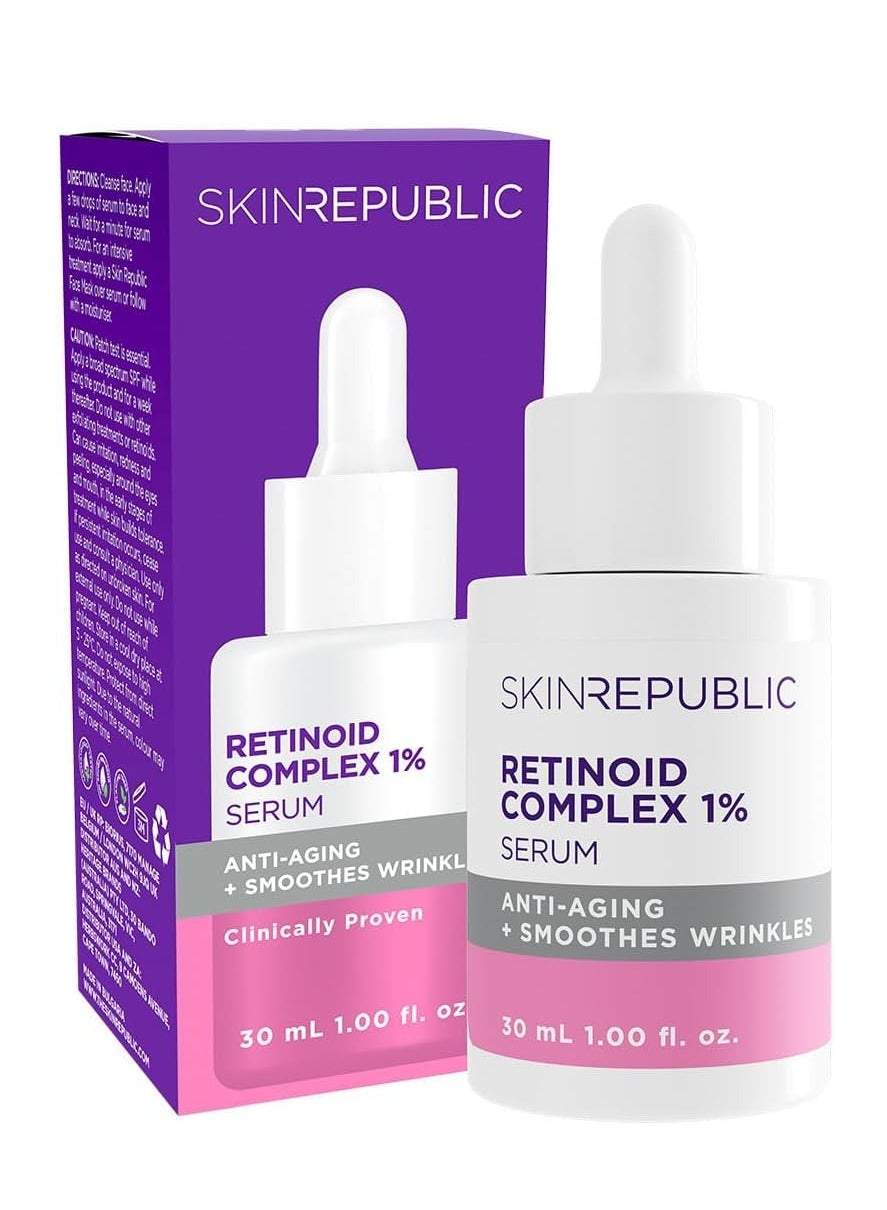 Retinoid Complex 1% Face Serum, 30ml – Anti-Aging Serum with Retinyl Palmitate & Vitamin E, Boosts Collagen, Improves Skin Smoothness, Firmness & Elasticity, Reduces Inflammation & Signs of Aging