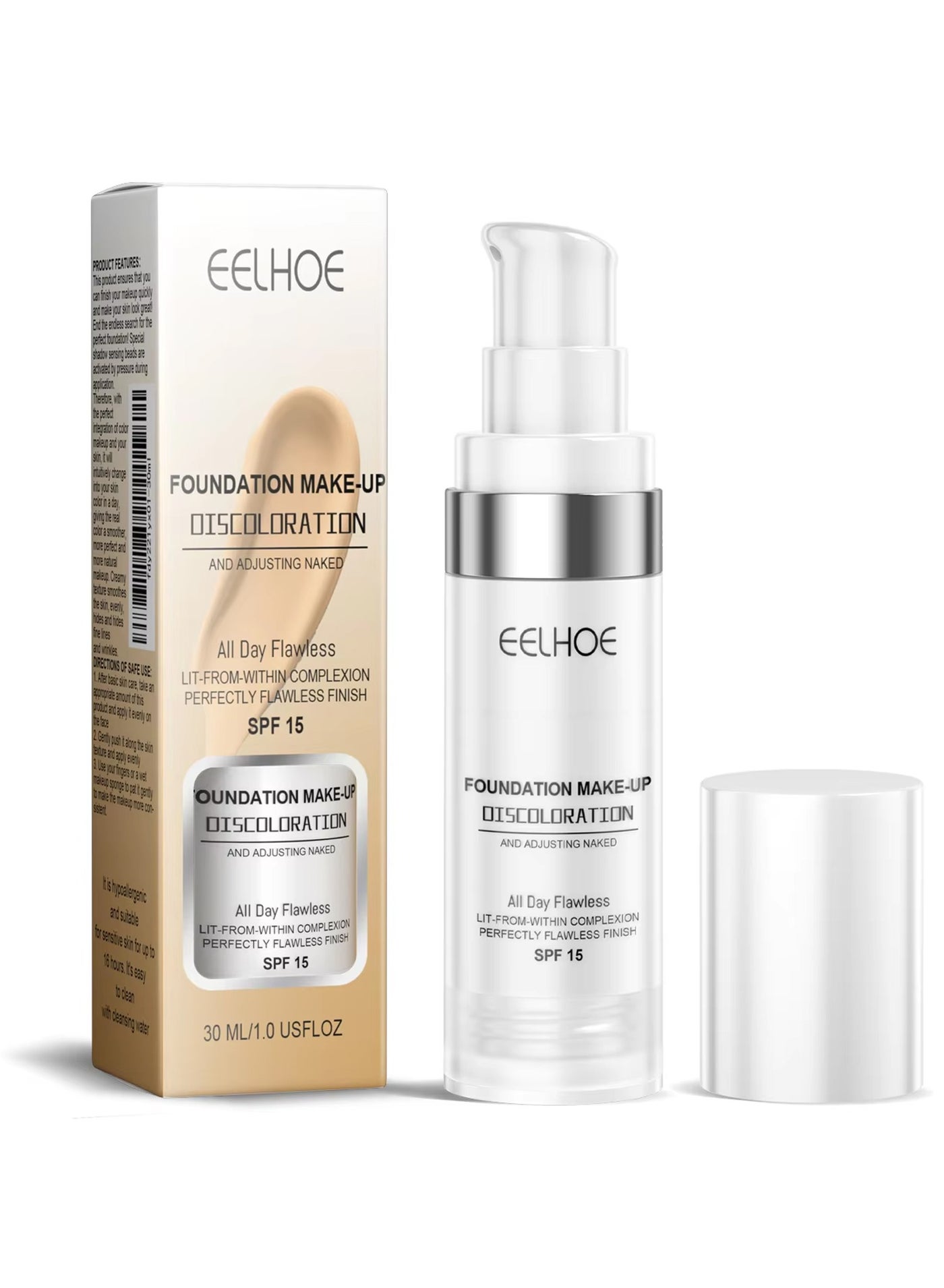 Foundation Makeup Naturally Liquid Foundation Full Coverage Concealer Great Long-lasting Moisturizing, Waterproof, Sweat-proof, No Makeup Loss, Temperature Change Brightening Skin color