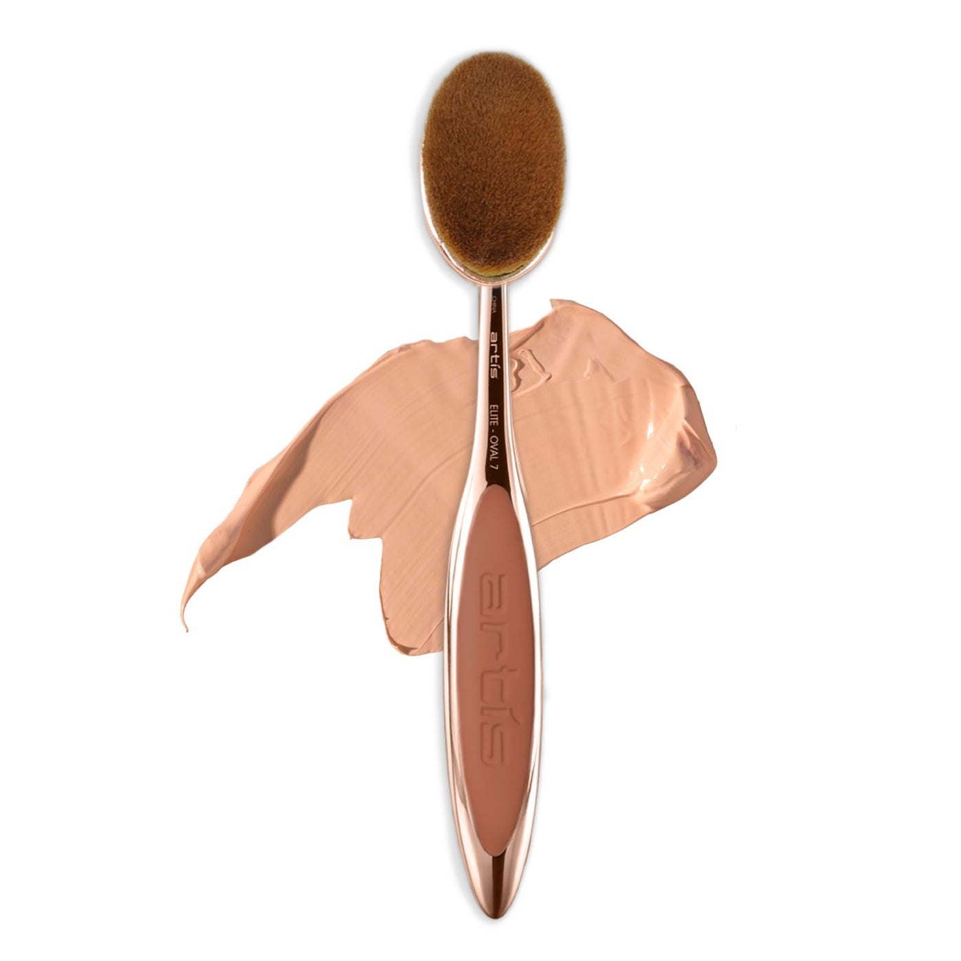 Artis Elite Oval 7 Blonde Fibre Brush â€“ Professional Dense Makeup Applicator for Foundation, Creams, Powders, BB cream, SPF and Contour, Airbrush finish, Color Rose Gold