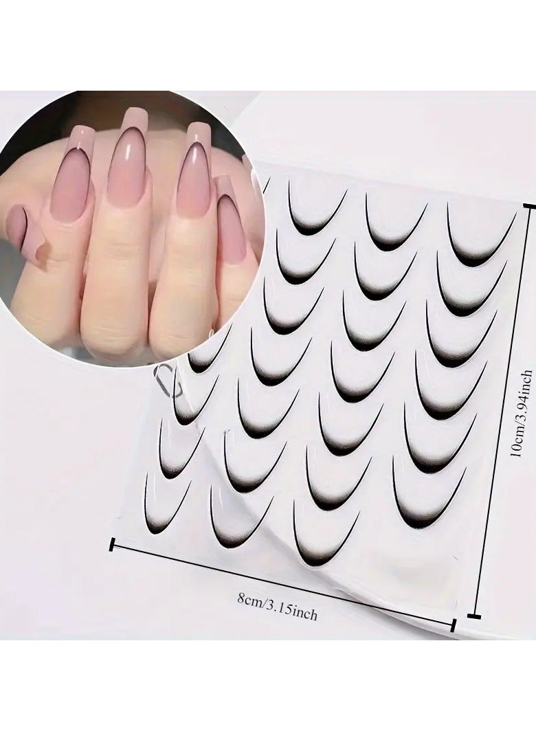Easy-Apply Gradient French Nail Stickers - 3D Smile Line & Crescent Design, Glossy Finish, Self-Adhesive for DIY Manicures at Home or Salon