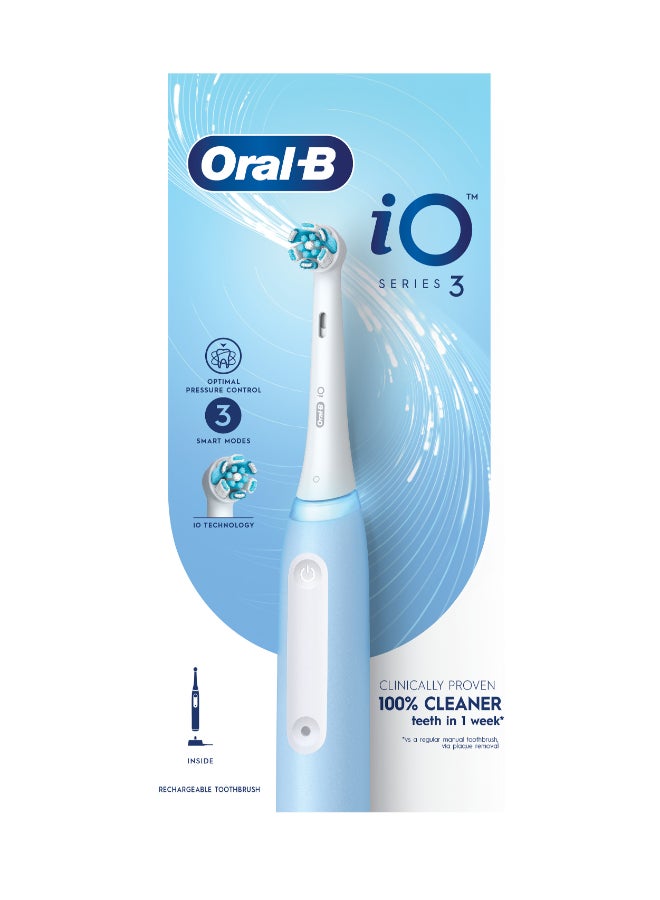 iO Series 3 Rechargeable Electric Toothbrush, Ice Blue, 100% Cleaner Teeth in 1 Week, Clinically Proven, with Personalized Brushing Modes, Optimal Pressure Control, Pack of 1
