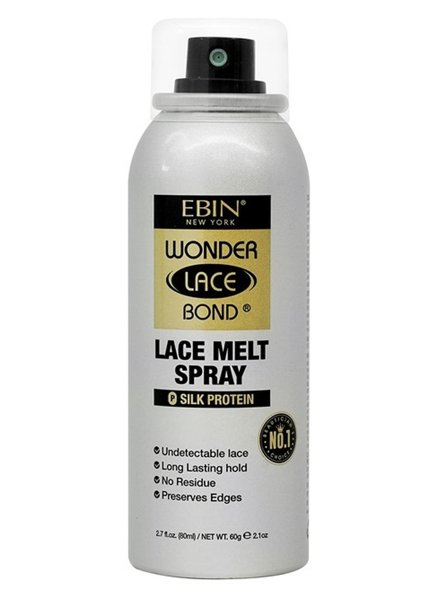 Wonder Lace Melt Aerosol Spray | Preserves Edges & Undetectable Lace | Long lasting hold | No Residue | Silk Protein + Biotin Infused (80ml./ 2.7oz)