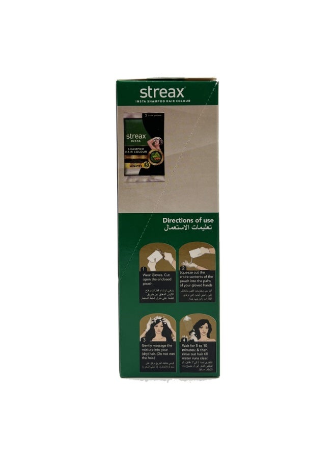 Insta Shampoo Hair Colour - 03 Dark Brown Pack of 5 - image 3