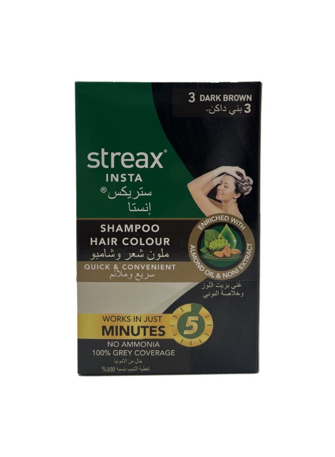 Insta Shampoo Hair Colour - 03 Dark Brown Pack of 5