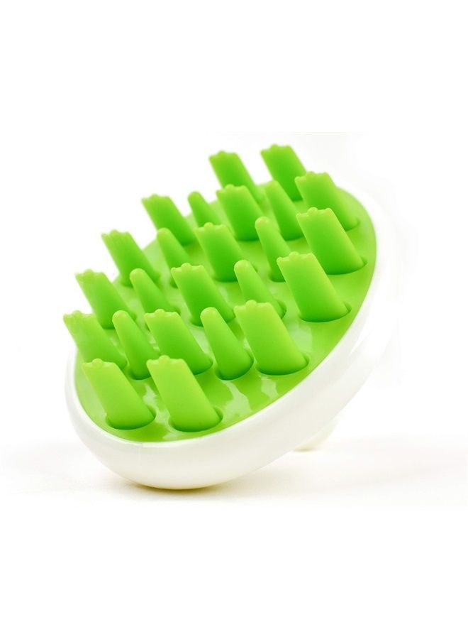 Hair Shampoo Brush and Scalp Massager Care for Dandruff Removal, Scrubber, Hair Growth and Exfoliator with Flat and Pointed Soft Silicone Bristles for Women and Men - Green (ZMA-12-GR)