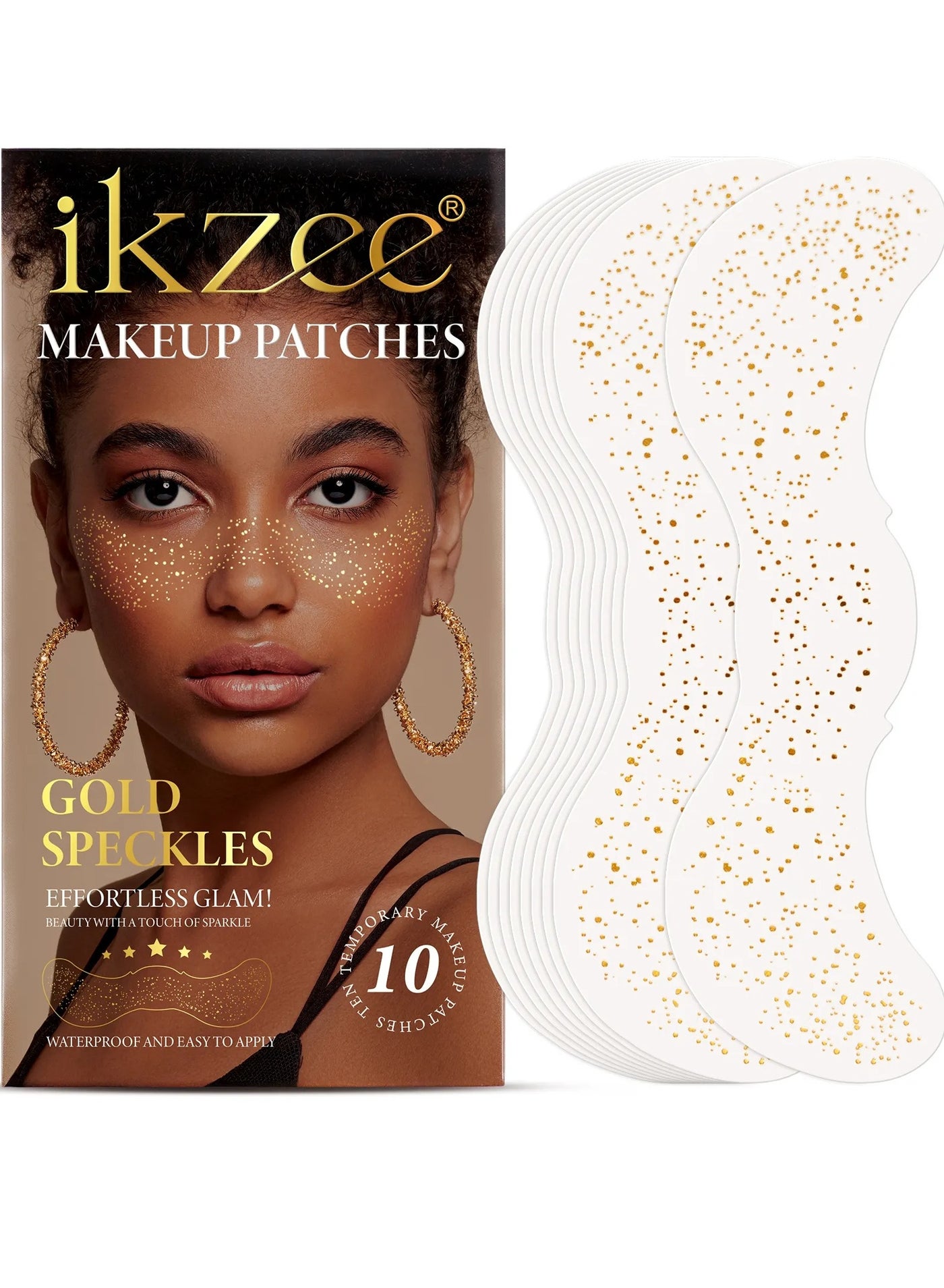 10Pcs Makeup Patches Gold Glitter Freckles for Face Glow Up Makeup Patches Face Glitter Speckles Patches Cute Glitter Makeup Accessories for Women Face Glitter Makeup Speckles 01