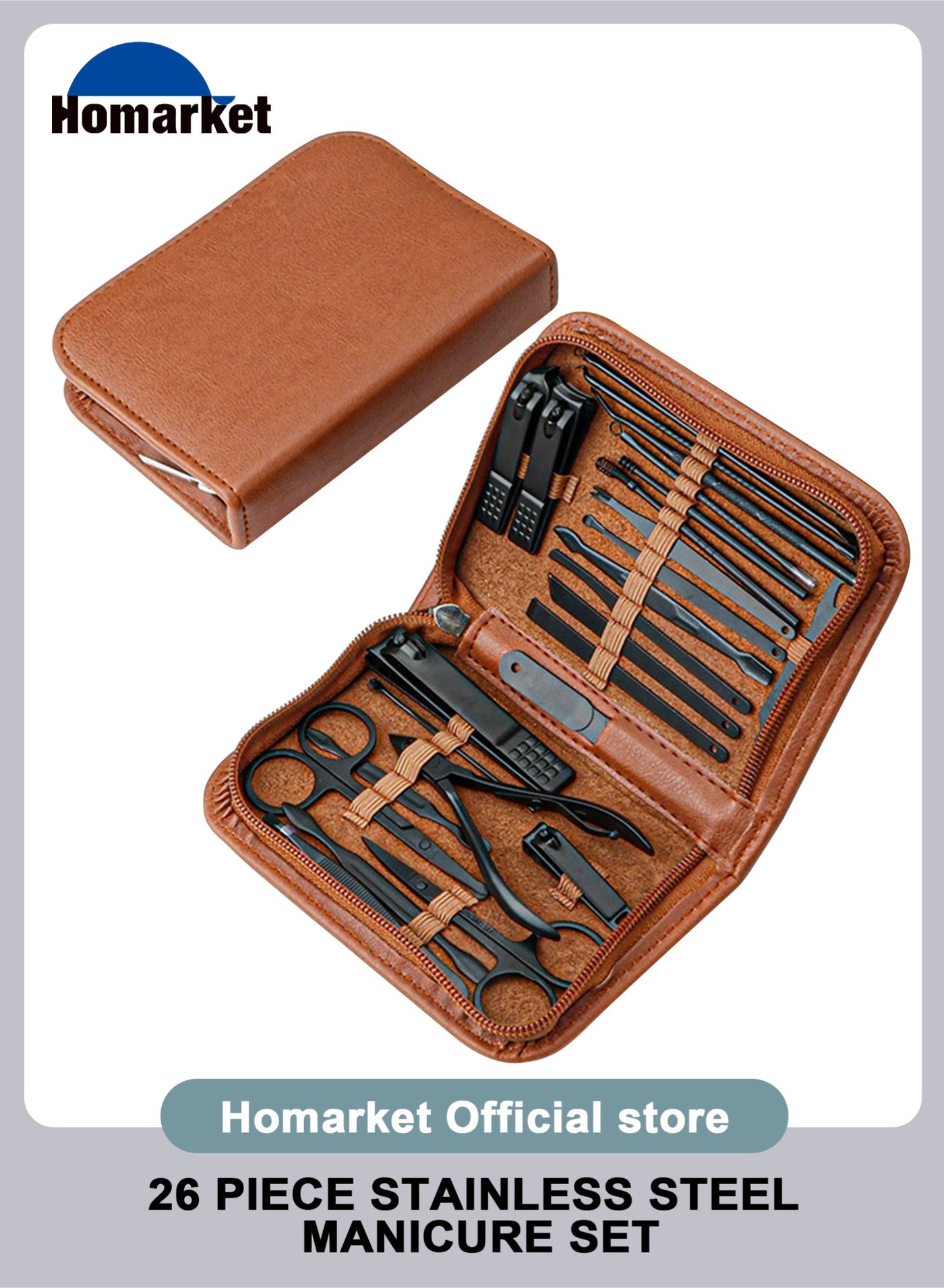 Nail Clippers Set Fingernail and Toenail Clipper Cutters, Manicure Pedicure Kit 26 Pieces Stainless Steel Professional Grooming Kits, Nail Care Tools with Luxurious Travel Case