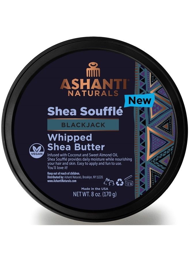 Scented Whipped Shea Butter | African Body Butter for Men w/Coconut and Almond Oil (Blackjack Souffle, 8 oz)