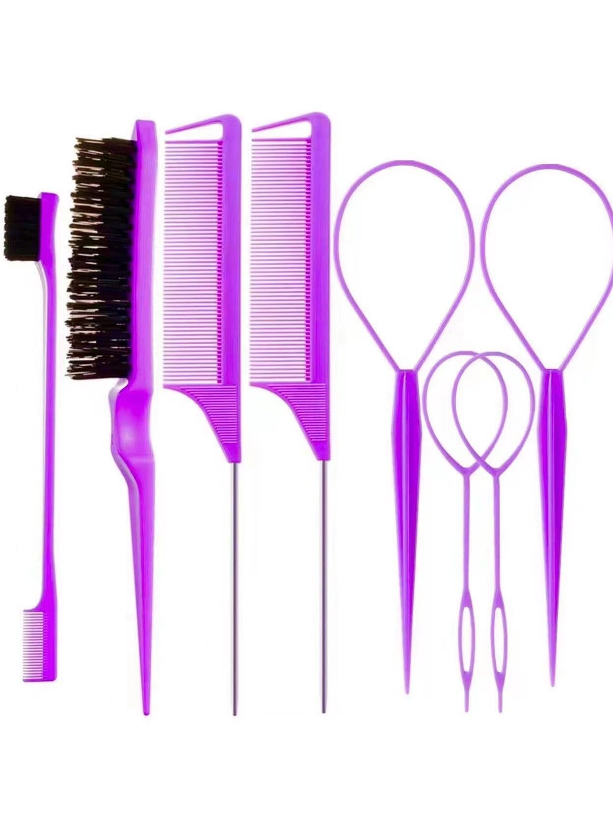 8 PCS SET Hair Tail Hair Loop Tool Set with  French Braid Tool Loop 1Pcs Rat Tail Comb Metal Pin Tail Braiding Comb for Hair Styling