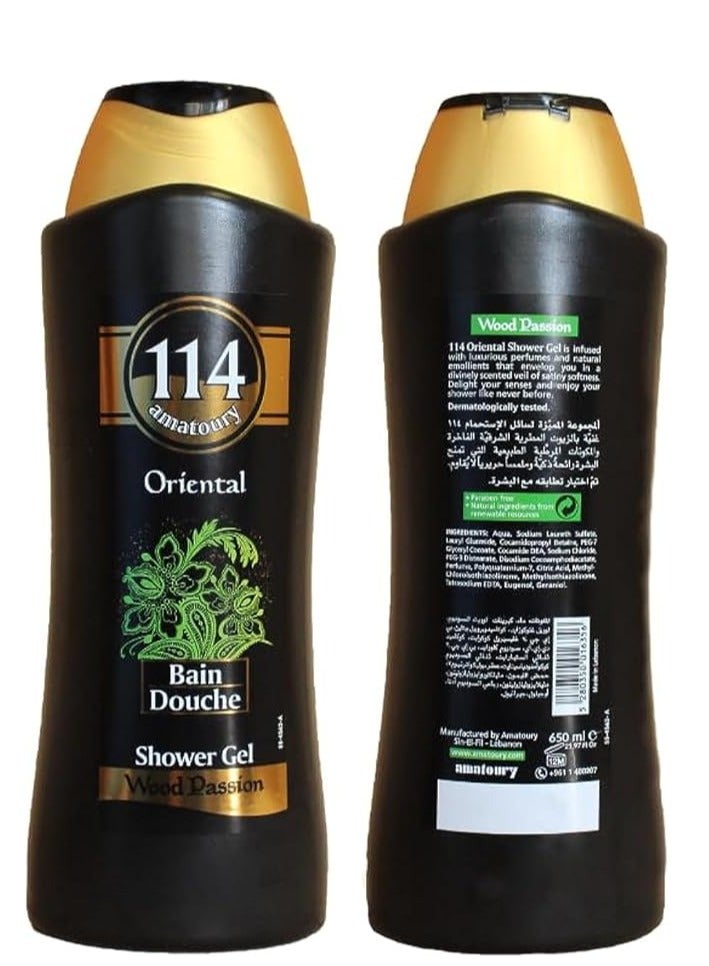 Bain Douche Wood Passion Shower Gel – 650ml, Paraben-Free, with Natural Ingredients, Dermatologically Tested (Oriental collection)