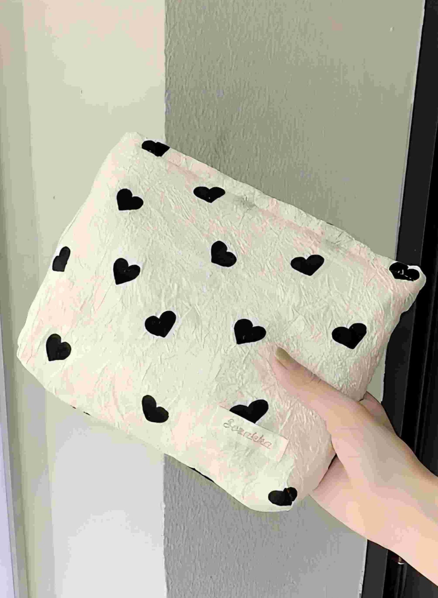 1pc Heart Pattern Makeup Bag Travel Cosmetic Pouch Zipper Make Up Organizer Waterproof Toiletry Bag For Women Girls Gifts