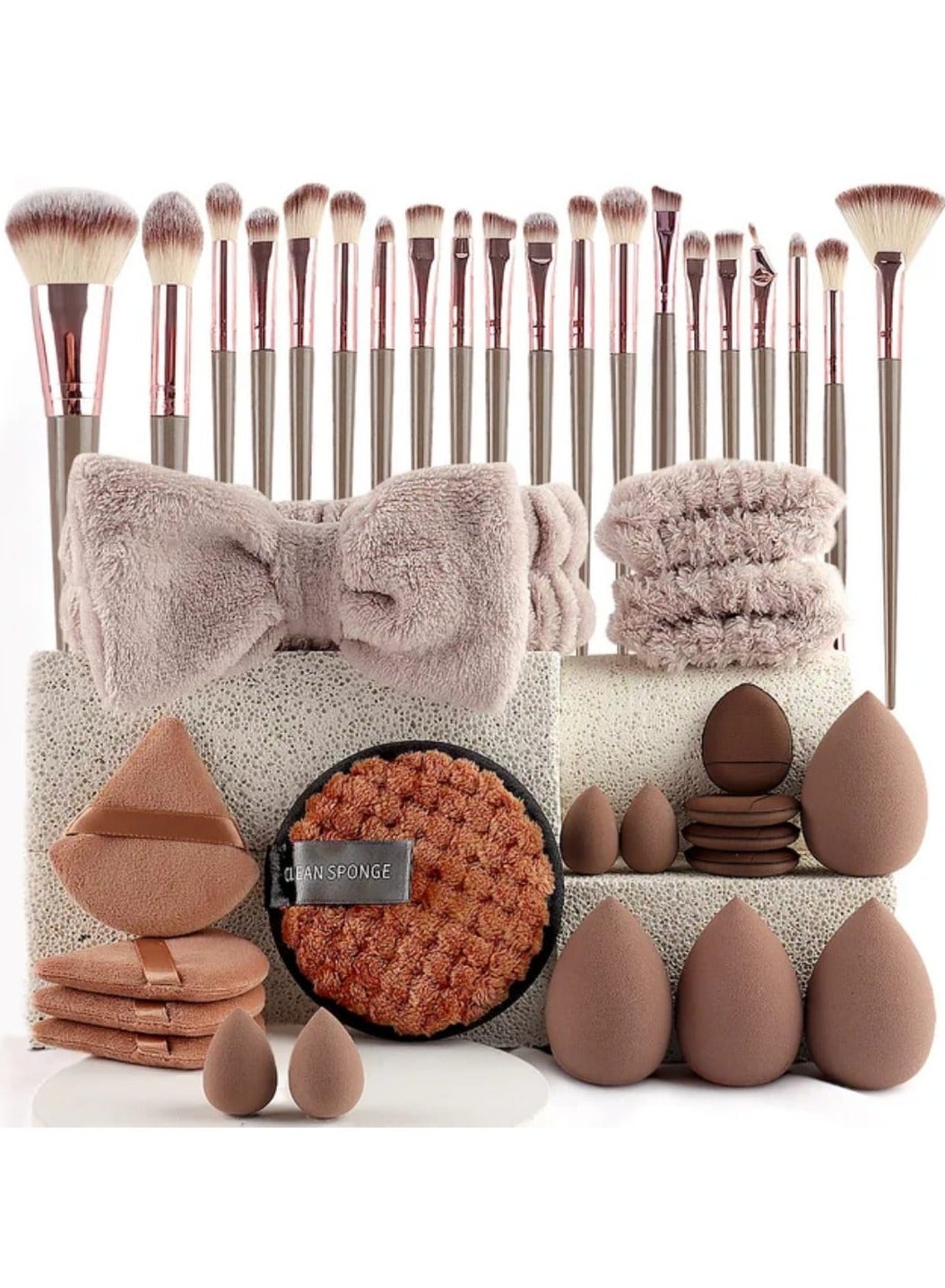 40 pcs Makeup Tool set ,Makeup Brushes, Makeup Removal Foam, 1 Cap, Beauty Sponges