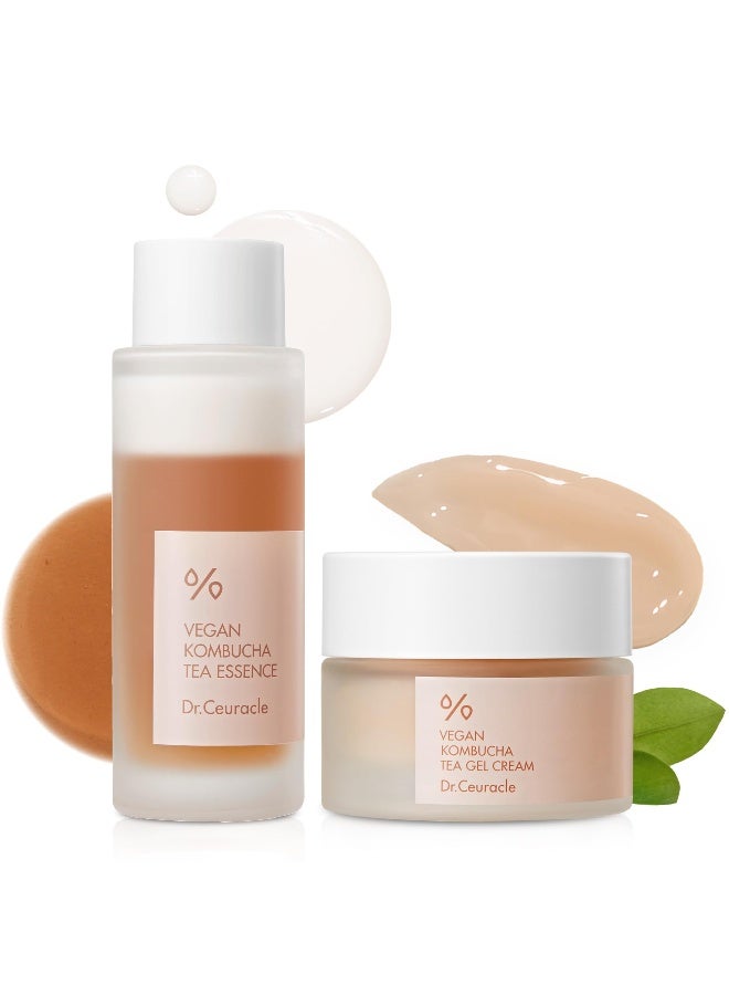 Vegan Kombucha Tea Beginning Set |Hydrating & Nourishing Skincare Kit | With Kombucha Essence 50ml + Gel Cream 30g