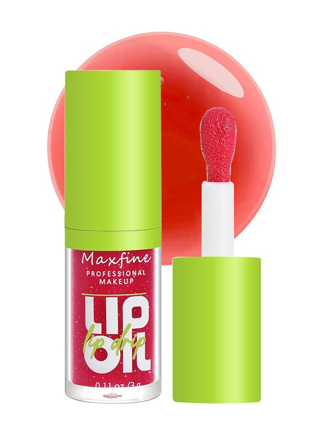 Big Brush Head Lip Oil, Ultra-Hydrating And Nourishing, Smooth Glossy Finish Lip Glow Oil, Shiny And Vegan Tinted Lip Gloss, Non-Sticky Formula
