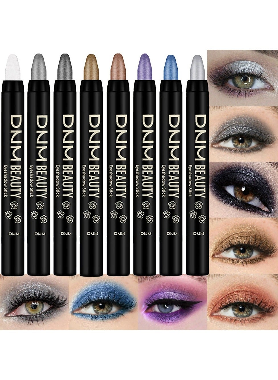 8Pcs Eye Shadow Sticks Set for Eyes Waterproof Matte, Champagne Pearl Taupe Bronze Cocoa Stone Putty Smoky Amethyst Shimmer Matte Eye shadow Stick Pencil Pen Bulk Palette Makeup 01
