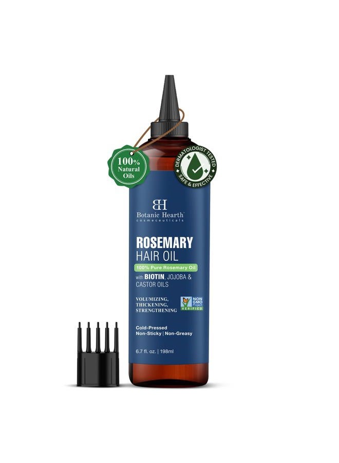 100% Pure Rosemary Oil For Hair Growth (6.7 fl oz) Infused With Biotin, Jojoba & castor Oil | Hair strengthening Treatment | Nourishing & Volumizing | Non GMO Verified
