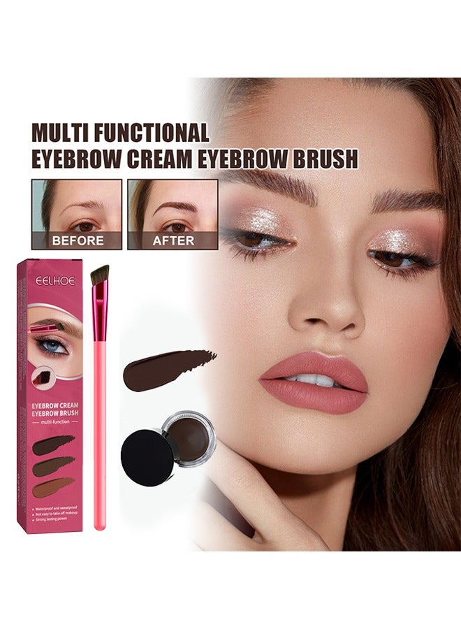 Multi-Function Eyebrow Cream Eyebrow Brush,Waterproof Sweat Resistant,Long Lasting Makeup,Reaching The Contour Effect Of Oblique Wild Eyebrow Eye Shadow,Suitable For Use In Makeup(#Taupe)