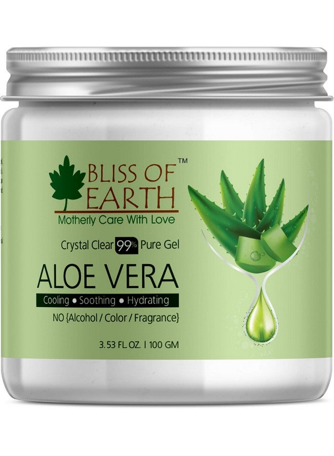 Bliss Of Earth- 99% Pure Crystal Clear Aloe Vera Gel | 100Gm | Great For Face, Body & Hair | Effective Cooling, Soothing & Hydrating | Paraben Free |