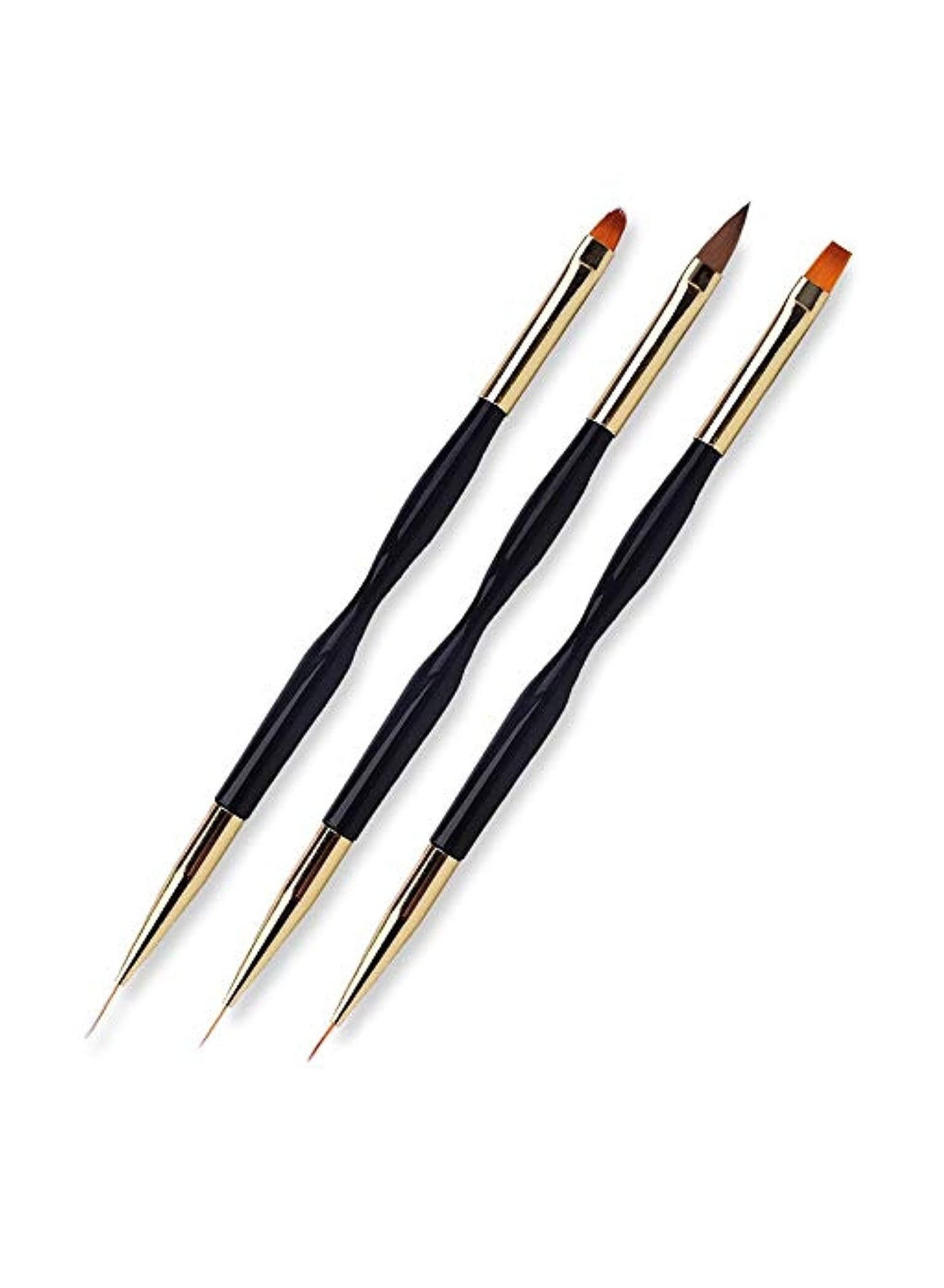 3 Pcs Nail Drawing Pen, Dual End Nail Art Pen Brush Acrylic Round Flat Painting Drawing Liner Nail Tools