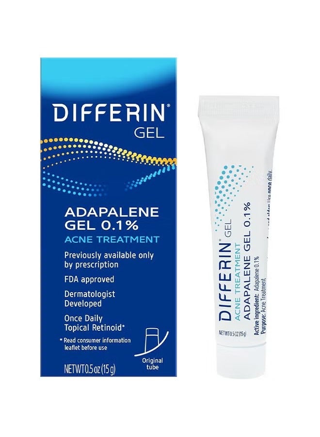 Acne Treatment Gel, 60 Day Supply, Retinoid Treatment for Face with 0.1% Adapalene, Gentle Skin Care for Acne Prone Sensitive Skin, 15g Tube