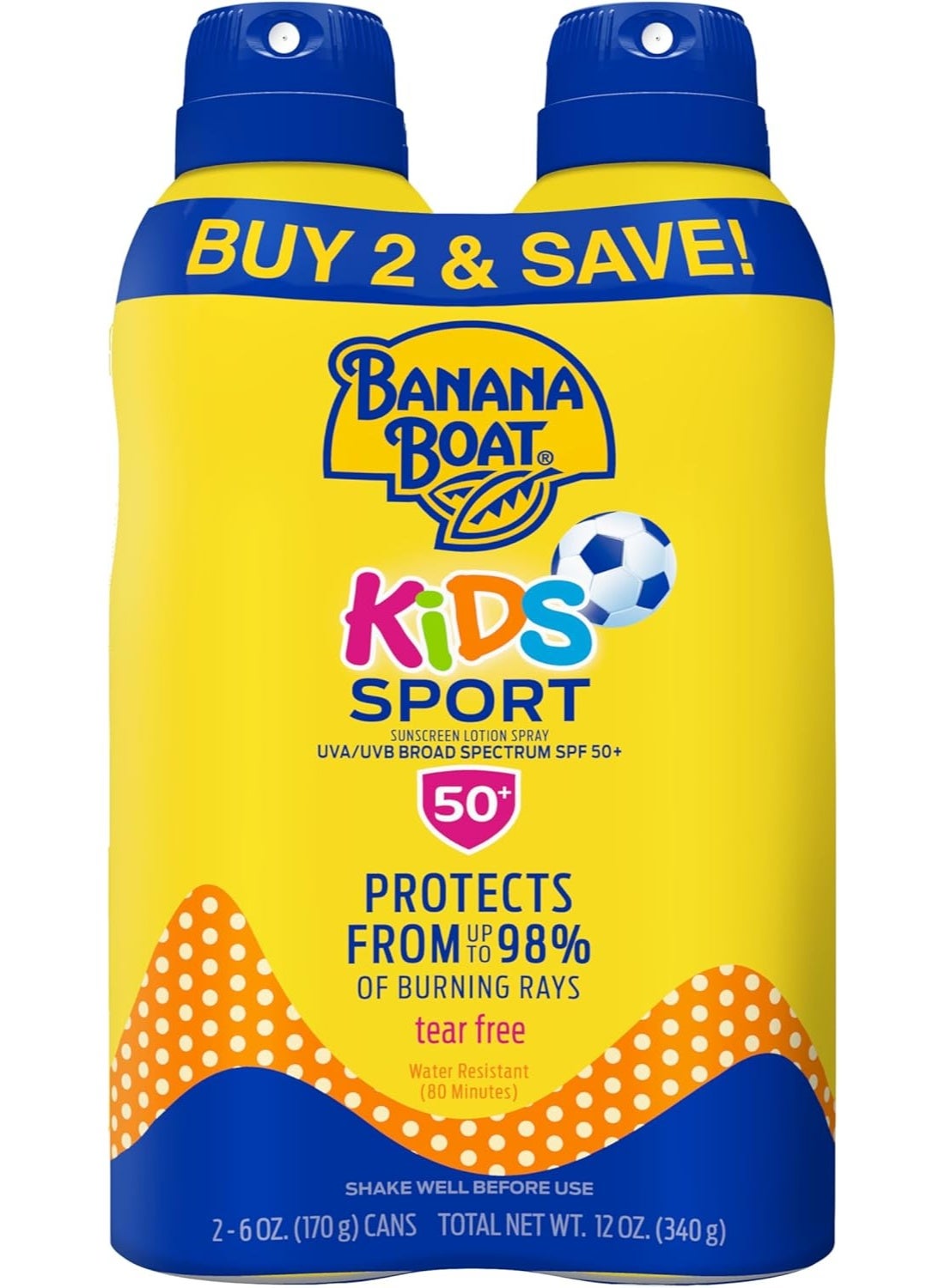 Kids Sport Sunscreen Spray SPF 50 Twin Pack Kids Sunscreen Spray Kids Sunblock Spray Oxybenzone Free Sunscreen for Kids Spray Sunscreen SPF 50 6oz each