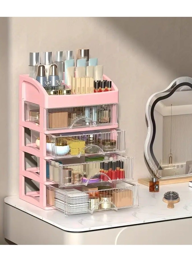 Makeup Organizer For Vanity, Large Capacity Desk Storage Box With Drawer For Dresser, Bathroom & Countertop, Great Holder For Cosmetics, Perfume, Skincare & Toiletries