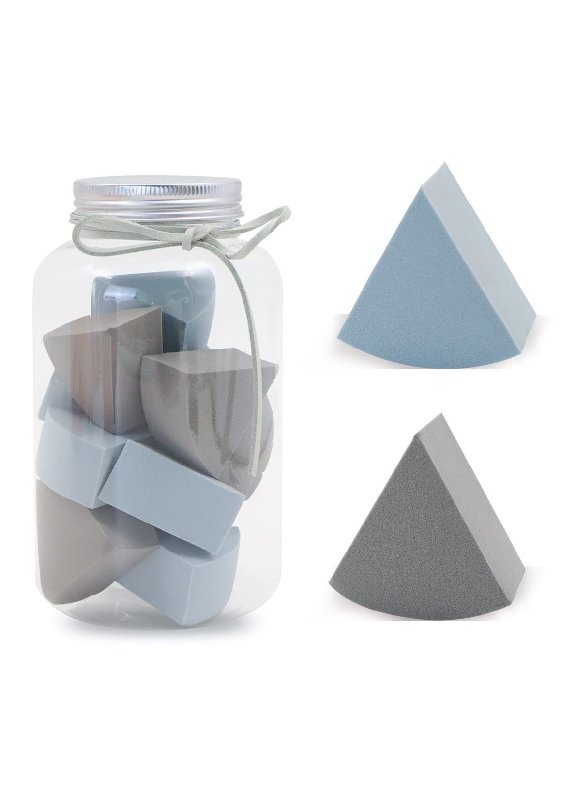 SYOSI, 12pcs Triangle Makeup Blending Sponges, Latex Free Wet and Dry Use Cosmetic Sponges for Foundation and Powder with Storage Bottle