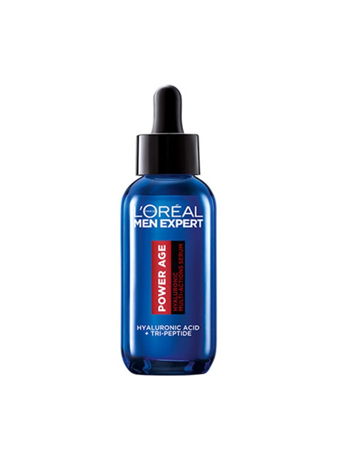 Men Expert Power Age Hyaluronic Multi-Action Serum, Intensely firms skin Visibly reduces wrinkles & fine lines 30 ml