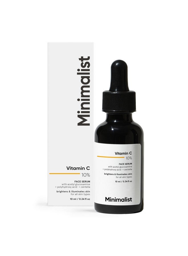 Minimalist 10% Vitamin C Face Serum | Formulated & Tested For Sensitive Skin with Ethyl Ascorbic Acid & PHA | All Skin Types| Brightening & Hydrating Formula for Unisex, 10ml
