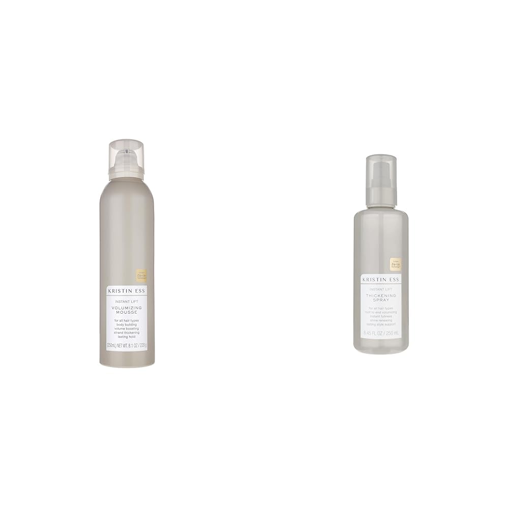 Kristin Ess 8.1 Oz Mousse + 8.45 fl. oz. Spray Instant Lift Volumizing Hair Thickening Bundle